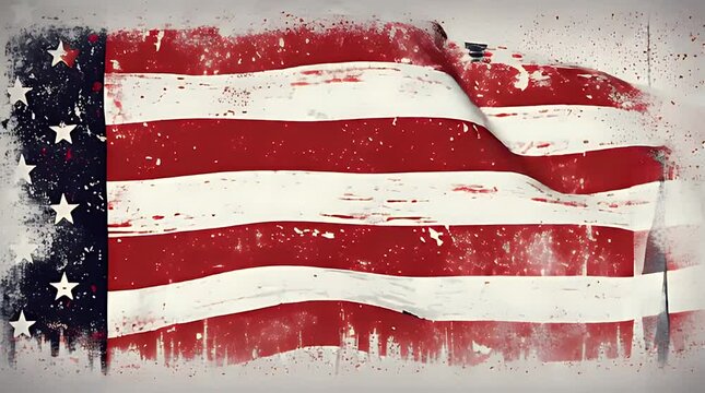 Abstract American Flag with New York City Skyline and Statue of Liberty