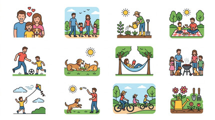 Fototapeta premium Diverse Family Activities and Lifestyle Scenes Collection.