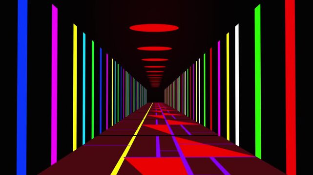 VJ light event particles concert dance game edam music, colorful stage party openers titles led neon tunnel background loop 4k animation