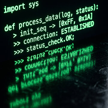 Green command line terminal showing data processing status.