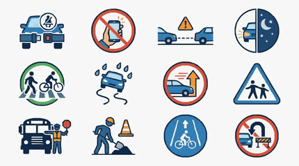 Safety Warning Traffic Road Signs Collection. © heerdi
