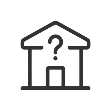 House icon with question mark symbol for real estate inquiry