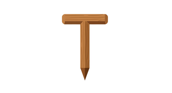 Wooden garden stake with pointed tip for planting support.