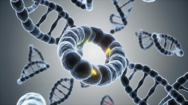 3D DNA Strand Visualization, Molecular Science, Laboratory Environment, Close-Up View, Health and Genetic Research Concept