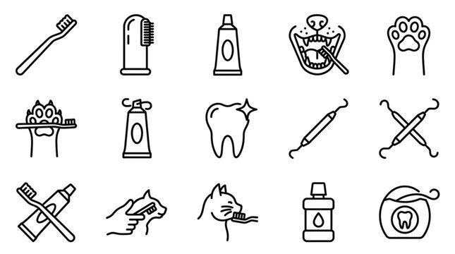 Dental hygiene icons for pets and humans.