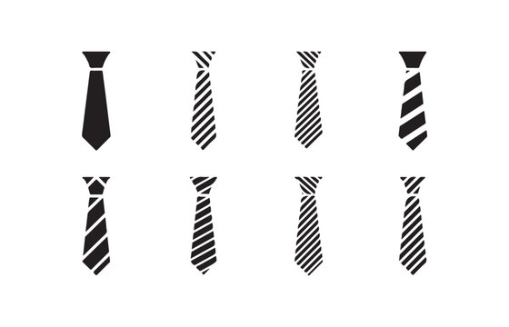 Set of black tie icons on transparent background, simple vector illustration design.