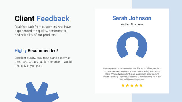 Modern Testimonial Presentation_Slide Vector Template for Business Corporate Portfolio