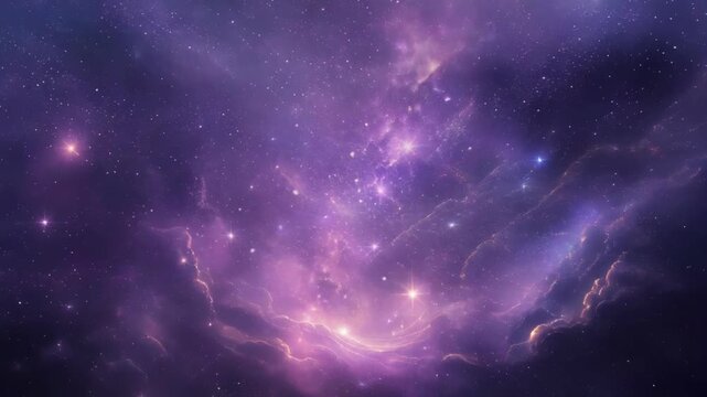 Vibrant purple nebula with stars and cosmic clouds in deep space