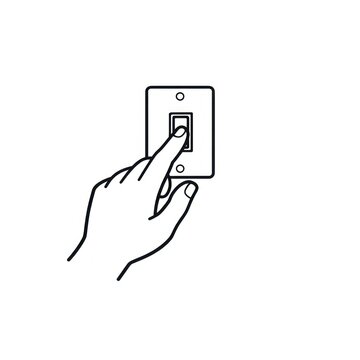 Hand switching light on illustration.