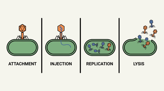 Phage Virus Infecting Bacterial Cell Process
