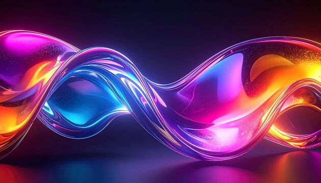 Vibrant colorful neon light wave abstract.