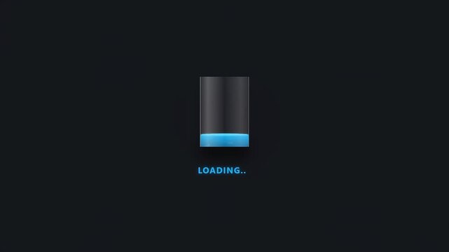 loading animation with dark background, blue liquid animation with bubbles and loading text