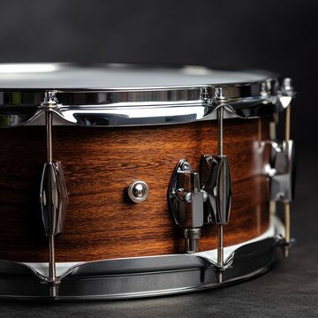 Close-up of a wooden snare drum detail