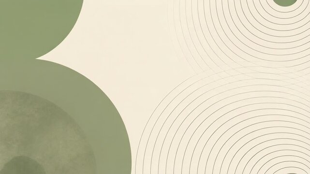 Minimalist abstract background with green circle and concentric arcs