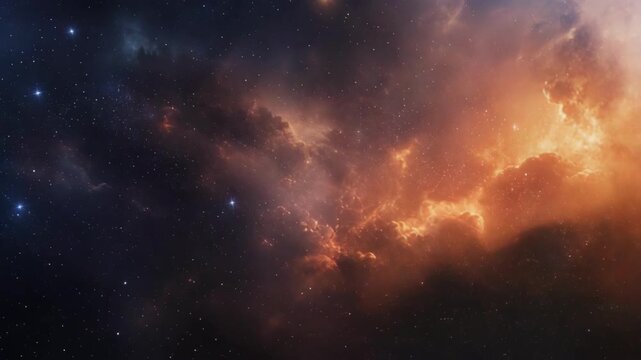 Vibrant cosmic nebula with bright stars and glowing interstellar clouds