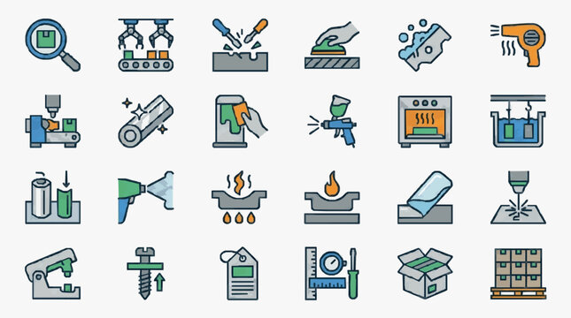 Manufacturing and Industrial Process Icons