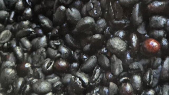 Traditional Coffee Bean Roasting Process on Wood Fire Stove with Thick Smoke