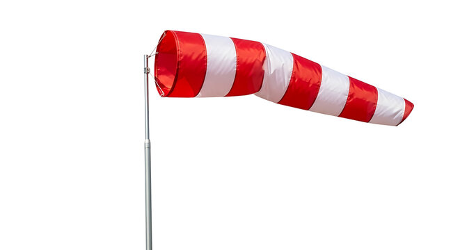 Red and white wind sock waving in the air