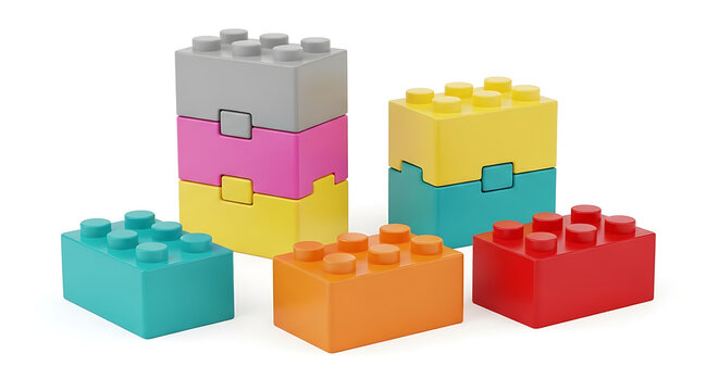 Colorful lego blocks stacked as smiling faces