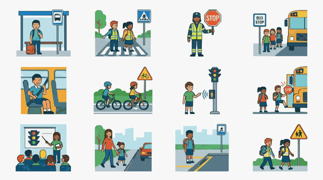 Street Traffic Safety Characters.