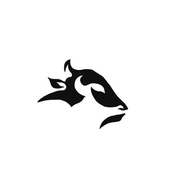 black and white mask Creative beef or dairy cattle profile silhouette vector illustration