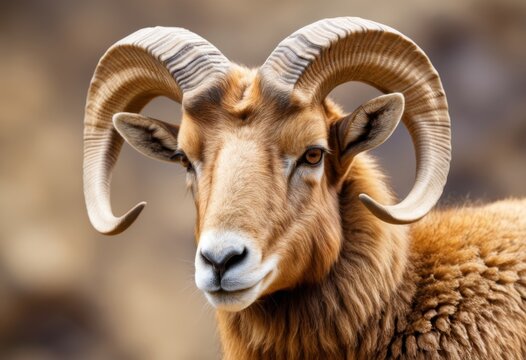 Close-up of a wild argali sheep head