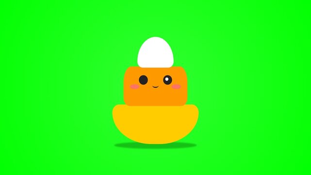 Cute Animated Candy Corn Character Jumping on Green Screen Background.