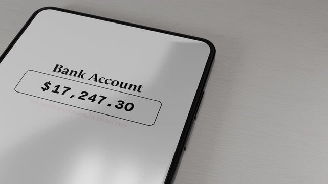 Bank account hacked and drained to zero on a mobile phone after an unauthorized login alert, online banking fraud
