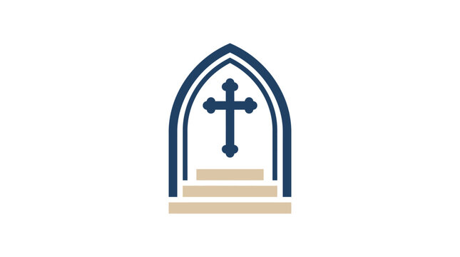Gothic archway with cross symbol.