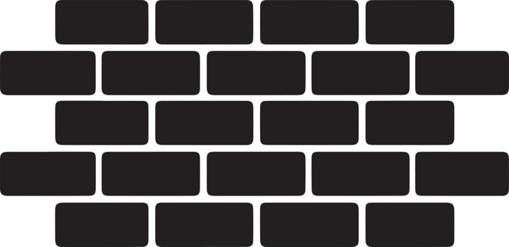Brick wall pattern modern design dark gray rectangular bricks rounded corners symmetrical rows abstract background texture isolated on transparent checkered background.