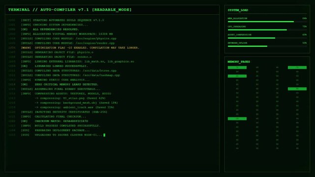Software Build Compiler Terminal Code Compilation Developer Animation.