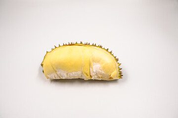 Ripe Durian pulp isolated on white background. © Dub Dub Studio