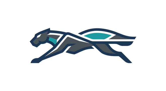 Modern Geometric Running Panther Sports Mascot Logo Vector Illustration