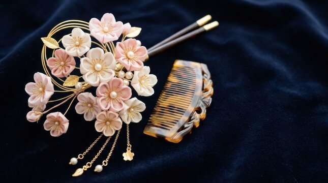 Traditional Floral Kanzashi Hair Accessory
