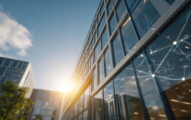 Obraz premium Modern Government Building with Digital Administration Concept
