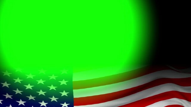 American flag waves proudly against a vibrant green screen background, creating a versatile composite element for professional patriotic video production and national holiday media projects.