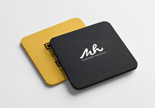 Square Cup Coaster Mockup