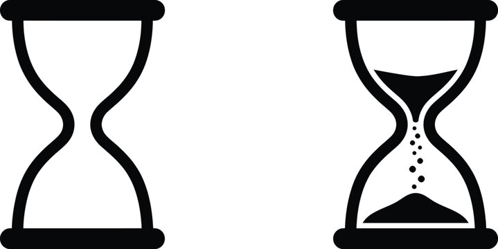 Hourglass icons set showing passing time and countdown on white background