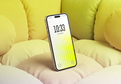 Phone Screen Mockup on Cushion