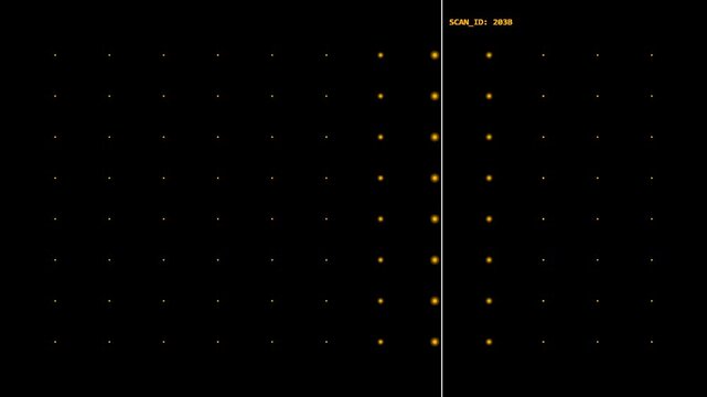 Abstract Futuristic Digital Data Grid Interface with Glowing Yellow Markers and Geometric Precision Elements on Dark Background