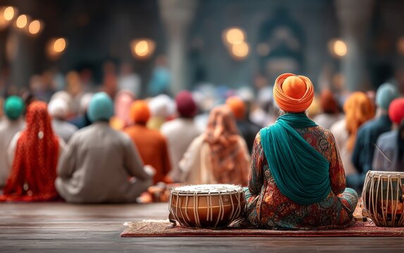 Community Gathering and Service at Gurdwara with Langar Tradition