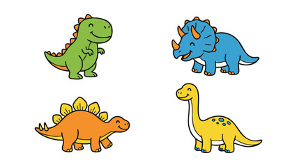 Obraz premium A cute dinosaur character set 
