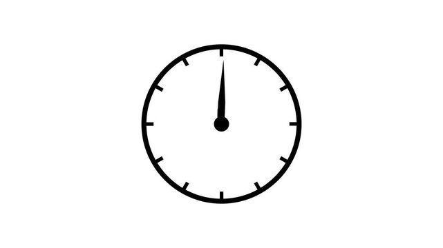 Clock hands moving fast showing passage of time dynamic motion graphic on white background.