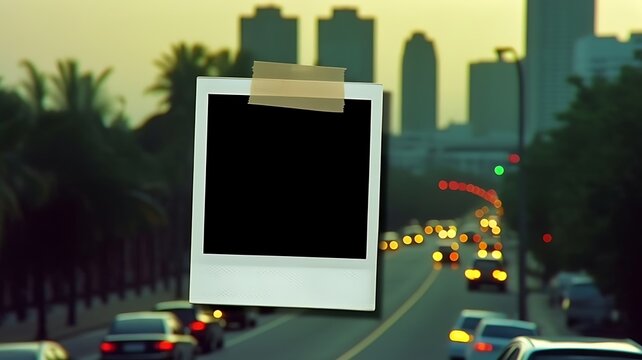 Transparent PNG overlay with instant photo frame and polaroid picture wall frames realistic portrait blank film frame mockup with adhesive tape shadow effect on transparent background 