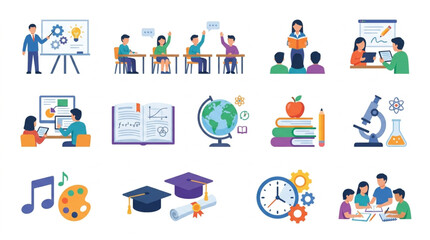 Fototapeta premium Educational Icons Representing Learning and Knowledge.