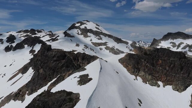 Majestic Snow-Capped Mountains and Peaks of British Columbia, Canada Under a Blue Sky