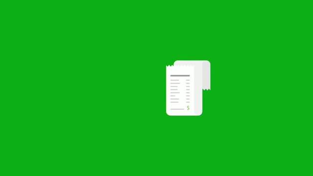 Document and paper stack icon on green screen chromakey background 2d animated cartoon animation perfect for professional video editing chroma key compositing and stock footage production globally