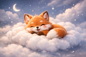 Fototapeta premium Adorable fox sleeping peacefully.