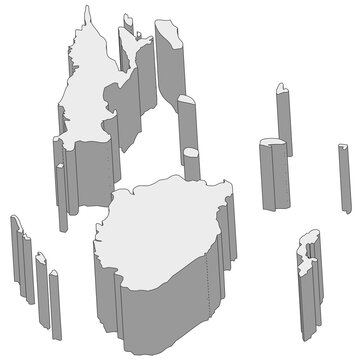 3D map dimension - continent Oceania country Fiji