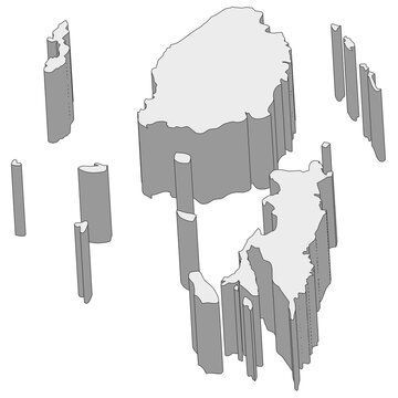 3D map dimension - continent Oceania country Fiji